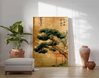 Japanese Pine Tree Art Print, Zen Botanical Wall Decor - Etsy