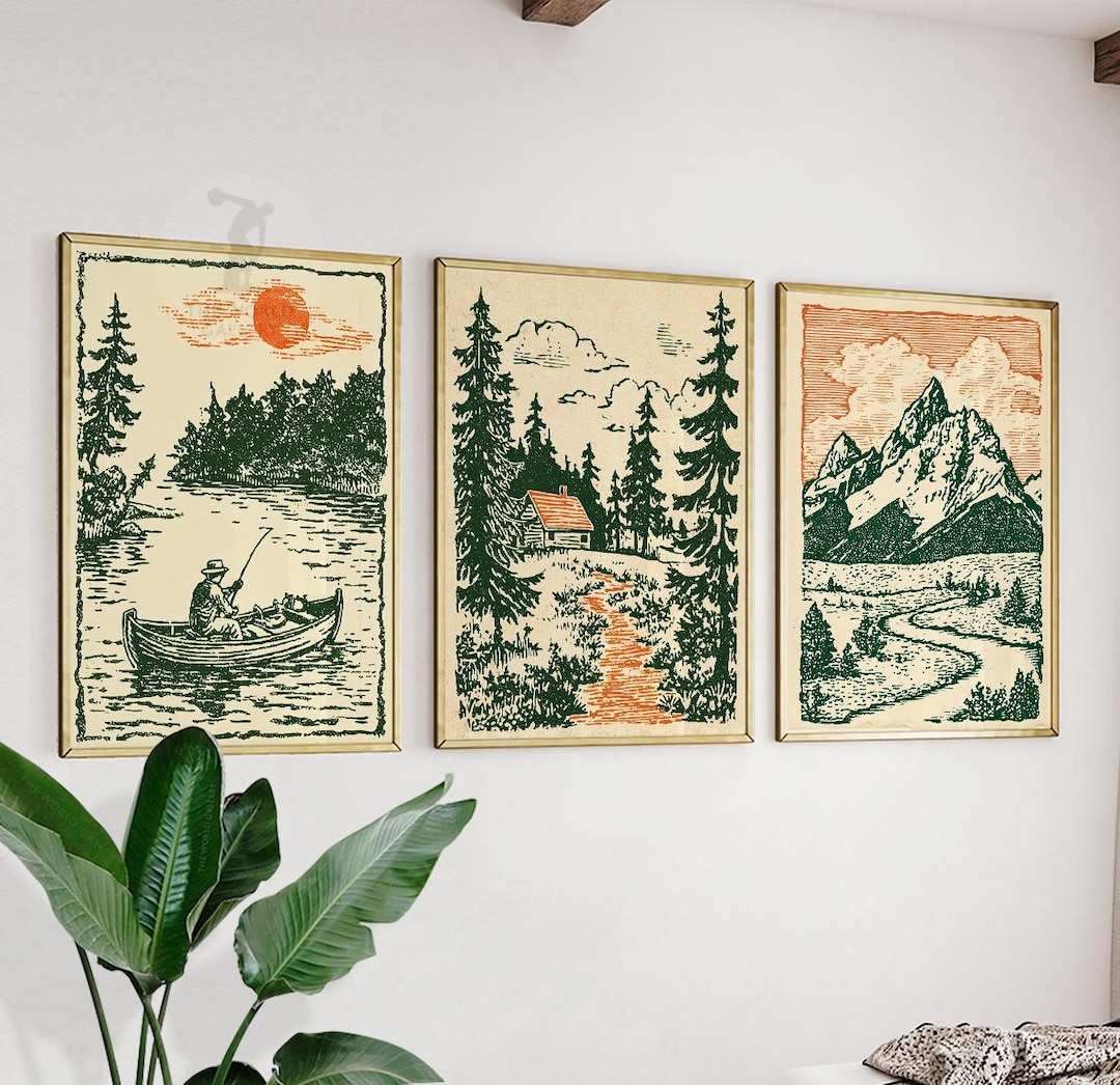 Rustic Forest Landscape Poster Set | Nature Wall Art Prints | Cabin ...