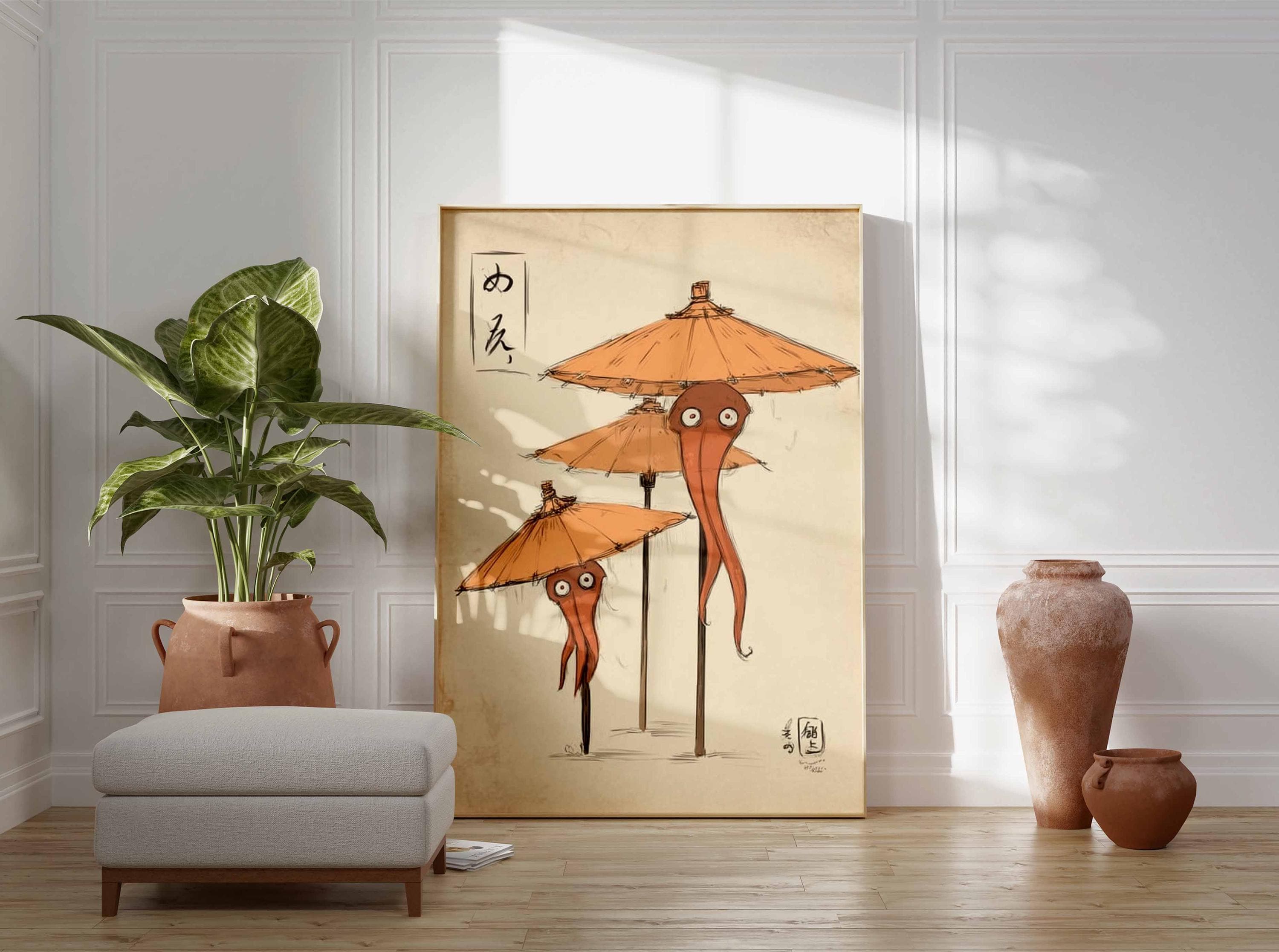 原画　　　唐笠妖怪    A3サイズ 日本の妖怪アートプリント、唐傘の幽霊、民話ポスター - Etsy 日本