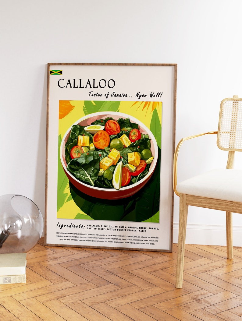 Callaloo Jamaican Food Poster, Caribbean Food Print, Jamaican Food Art ...
