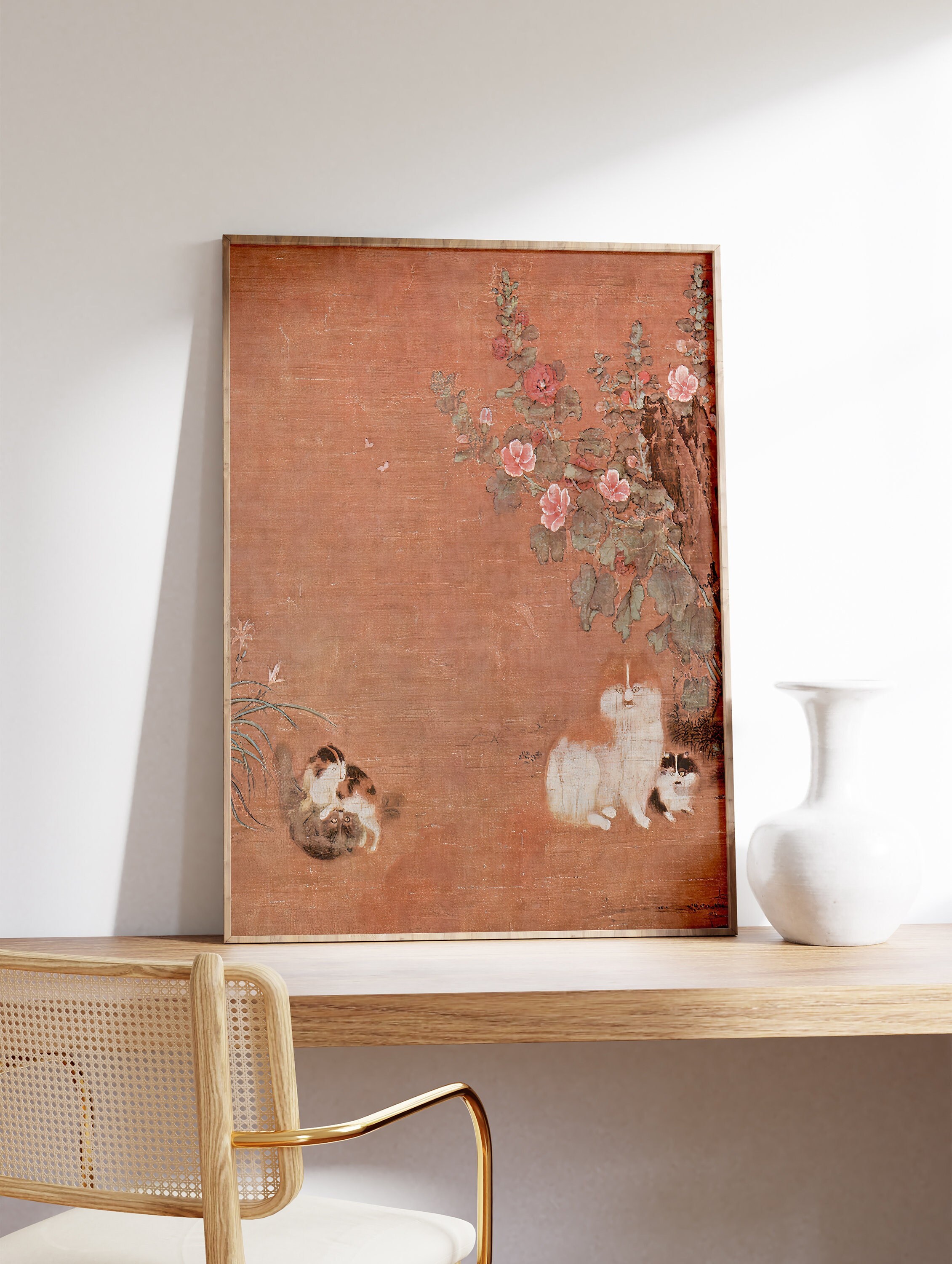 Japanese Cat Art Print, Oriental Animal Wall Decor - Etsy