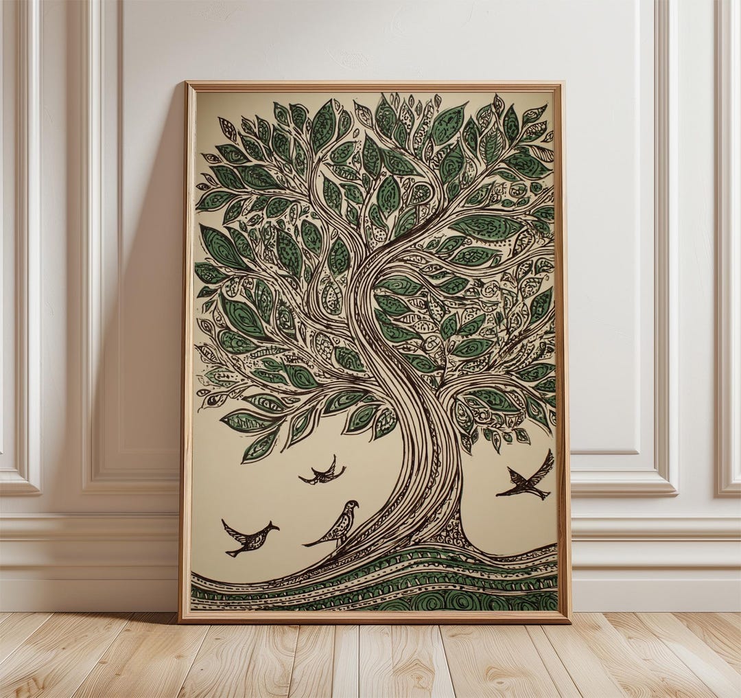 Tree of Life Poster, Bohemian Nature Wall Art, Intricate Line Art Print ...