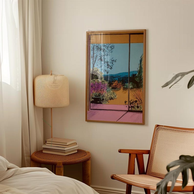 Open Window Garden Print | Colorful Landscape Sketch Style Wall Art - Etsy