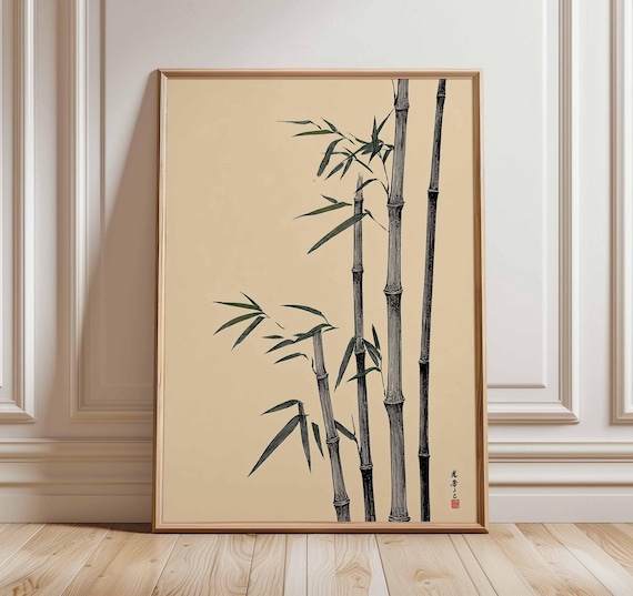 Bambus Wandkunst, japanischer minimalistischer Druck, Zen Natur Poster,  asiatisch inspiriertes botanisches Kunstwerk, ruhiges Bambusdekor fr  Zuhause - Etsy.de