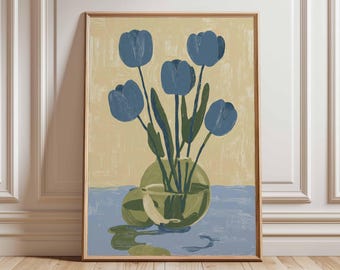 Moderne Tulpe Kunstdruck, skandinavisches Stillleben Poster