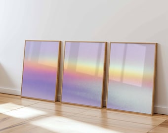 Pastel Gradient Art Print Set, Modern Minimalist Home Decor
