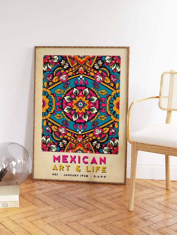 Vintage Vibrant Framed Scenic Mexican Popotillo Straw Art, A