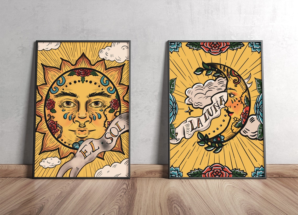 Mexican Tarot Cards Mexican Print Mexican Art Poster Floral Etsy