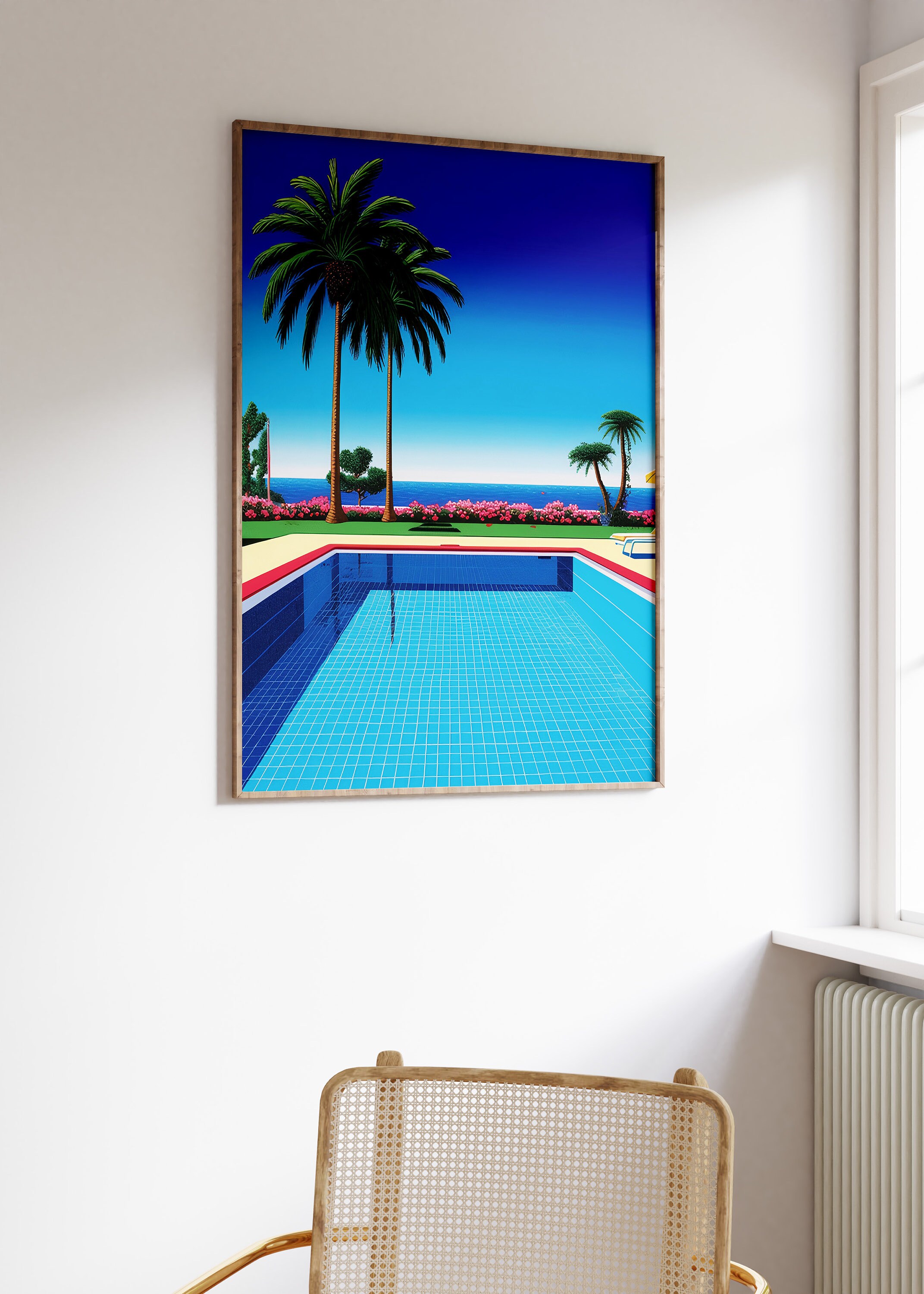 Miami Pool Print, Retro 80s Beach Art, Sunset Poster - Etsy