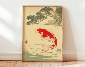 Japanese Koi Fish Art Print, Zen Asian Decor