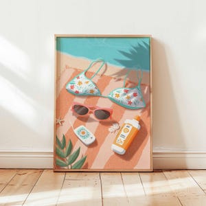 Bikini Poster, Swimwear Print, Beach Fashion Wall Art, Summer Style Poster, Poolside Decor, Bikini Illustration Print, Coastal Gift Art
