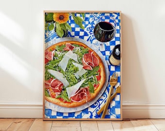 Italian Pizza Art Print, Foodie Kitchen Decor