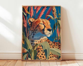 Cheetah Wildlife Art Print, Safari Animal Poster
