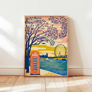 Telephone Poster, Vintage Phone Wall Art, London Poster, Retro Prints, British Decor, Red Booth Print, Iconic Gift Poster