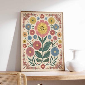 Vintage mexikanische Poster, mexikanische Drucke, mexikanische Dekoration, traditionelles lateinisches Dekor, Blumendruck, Botanische Wandkunst, Tropischer Druck, lateinische Kunst