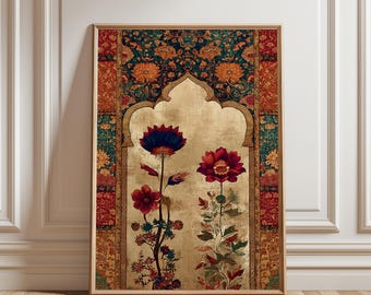 Persischer Blumenbogen Poster, kunstvoller Druck im Gobelinstil