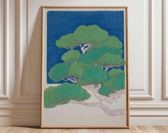 Japanese Tree Wall Art, Vintage Botanical Bonsai Print