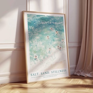 Beach Wall Art, Coastal Decor, Ocean Print, Blue Wall Art, Swimming in Ocean Print, Summer Poster, Beach House Decor, Minimalist Wall Art
