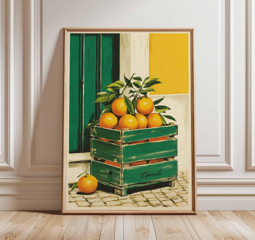 Vintage Orange Crate Print, Mediterranean Kitchen Wall Art - Etsy