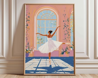 Ballerina Art Print, Elegant Ballet Dancer Poster, Dance Studio Wall Art, Modern Dance Illustration, Graceful Ballet Home Decor