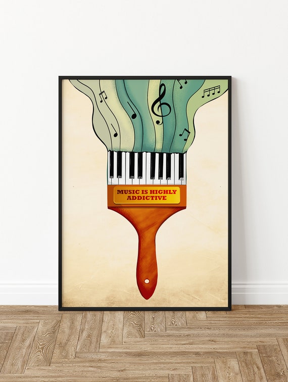 Piano Paintbrush Art Print, Music Room Decor - Etsy