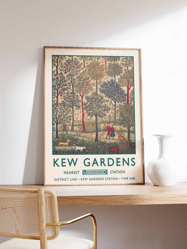 william-morris-kew-gardens-print-vintage-floral-poster-etsy
