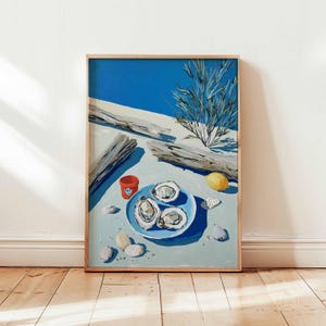 Oyster Poster, Seafood Print, Coastal Wall Art, Nautical Decor, Kitchen Food Poster, Oyster Illustration Print, Oyster Lover Gift
