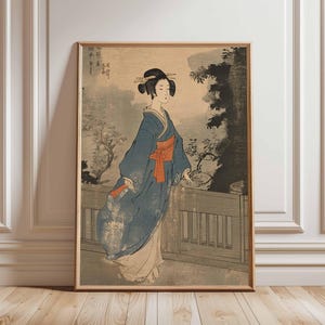Minimalist Japanese Geisha Poster, Retro Ukiyo-e Style Art Print, Vintage Aesthetic Geisha Art, Modern Japanese Decor, Black Wall Art