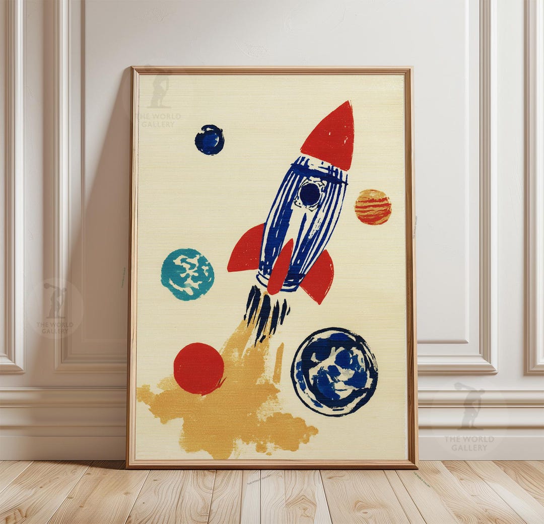 Rocket Poster | Space Wall Art | Mid Century Modern Sci Fi Illustration ...