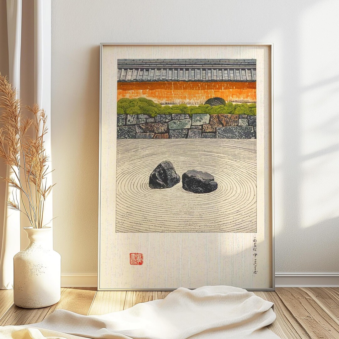 Japanese Zen Garden Wall Art – Japanese Woodblock Print, Japanese ...
