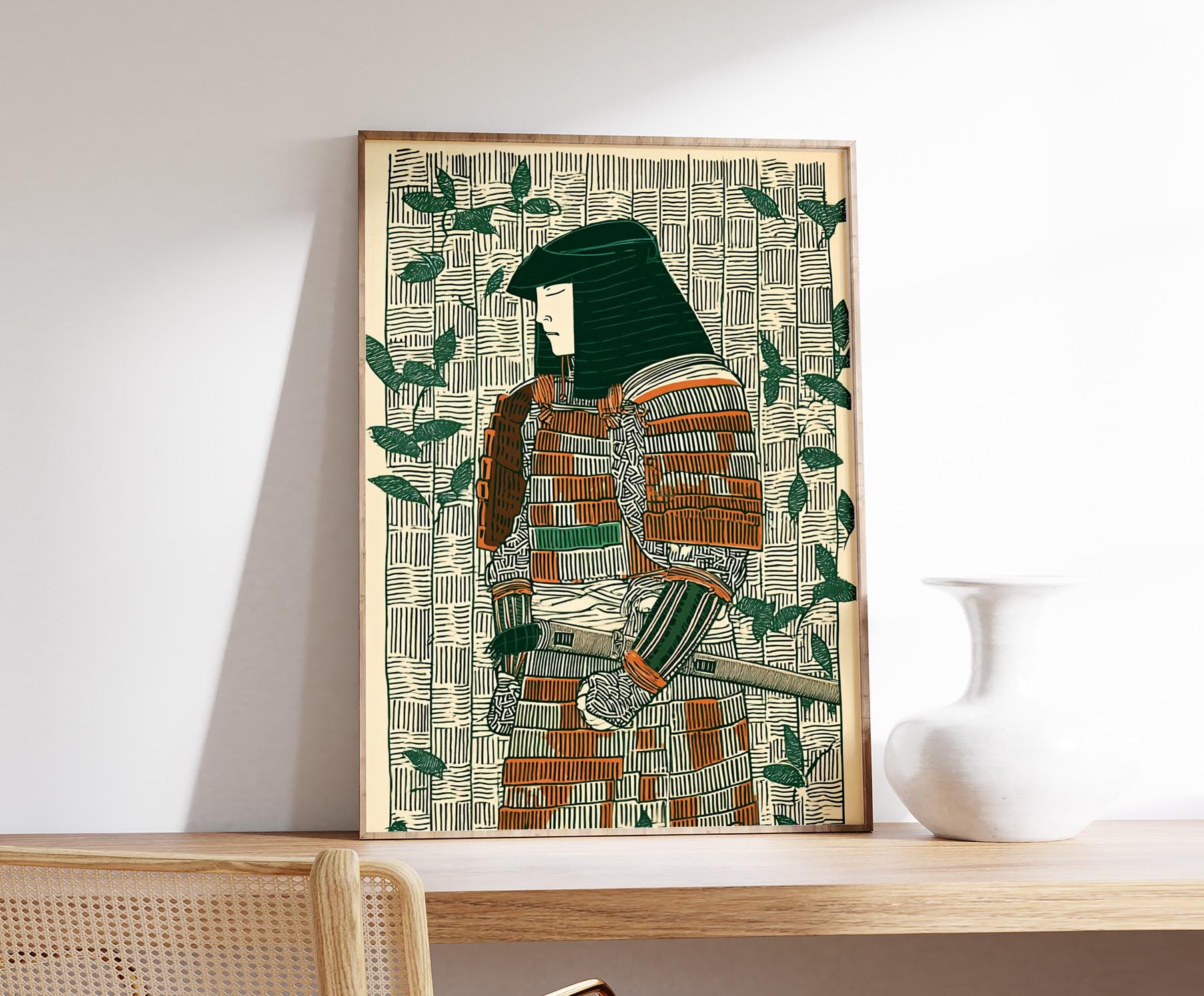 Japanese Samurai Poster, Vintage Ukiyo-e Warrior Print, Traditional ...