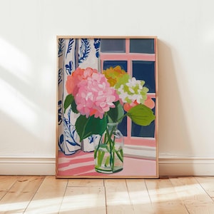 Hydrangea Poster, Botanical Wall Art, Flower Print, Hydrangea Decor, Nature Poster, Floral Artwork, Hydrangea Prints, Bloom Wall Decor