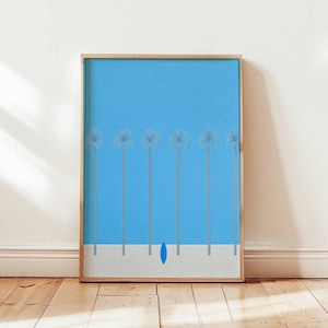 Blue Surfing Poster, Retro Surf Print, Beachy Wall Art, Blue Wall Art, Summer Ocean Print, Dopamine Decor, Beach Poster, Coastal Decor