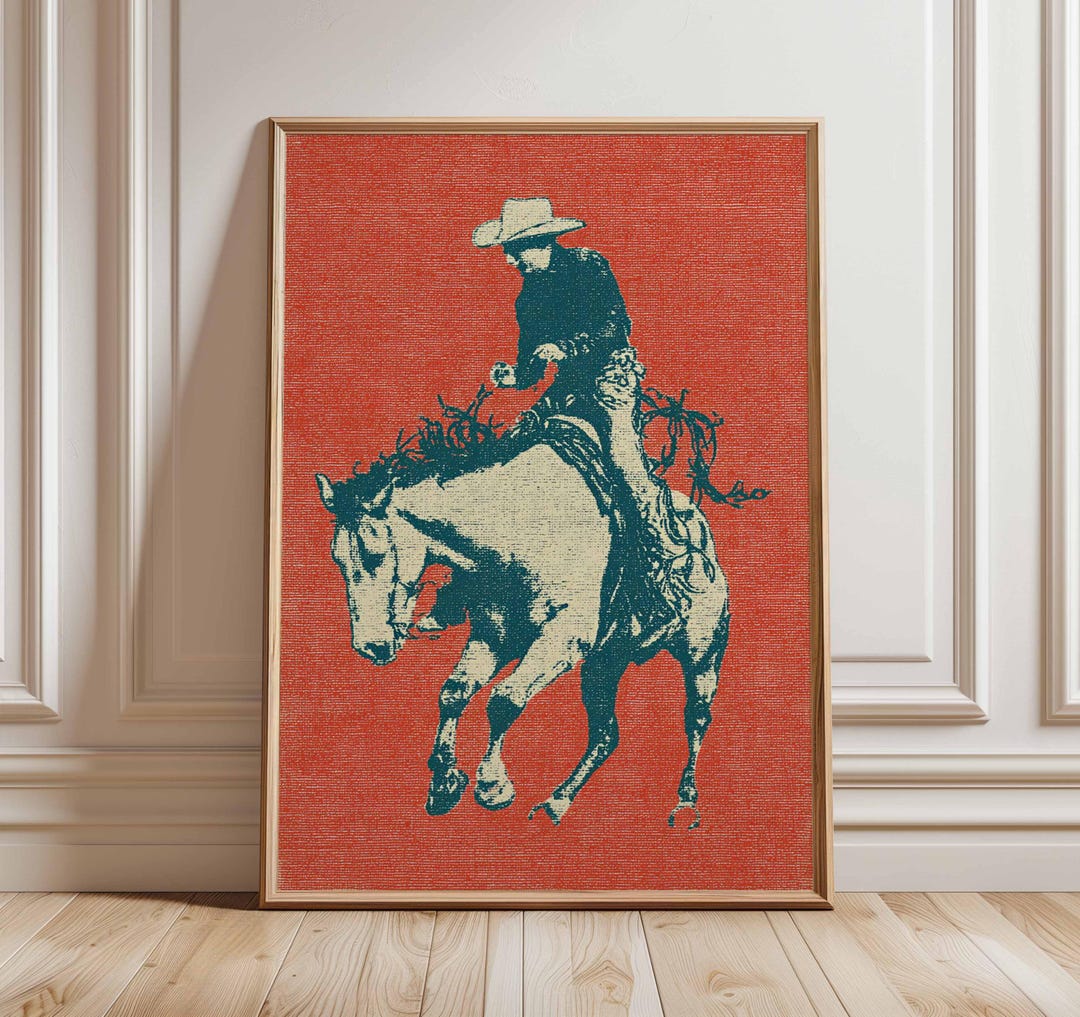 Vintage Cowboy Poster, Rustic Western Horse Art, Pop Art Print - Etsy