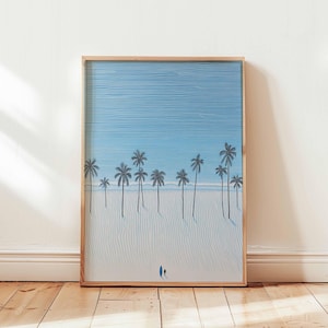 Blue Surfing Poster, Retro Surf Print, Beachy Wall Art, Blue Wall Art, Summer Ocean Print, Dopamine Decor, Beach Poster, Coastal Decor