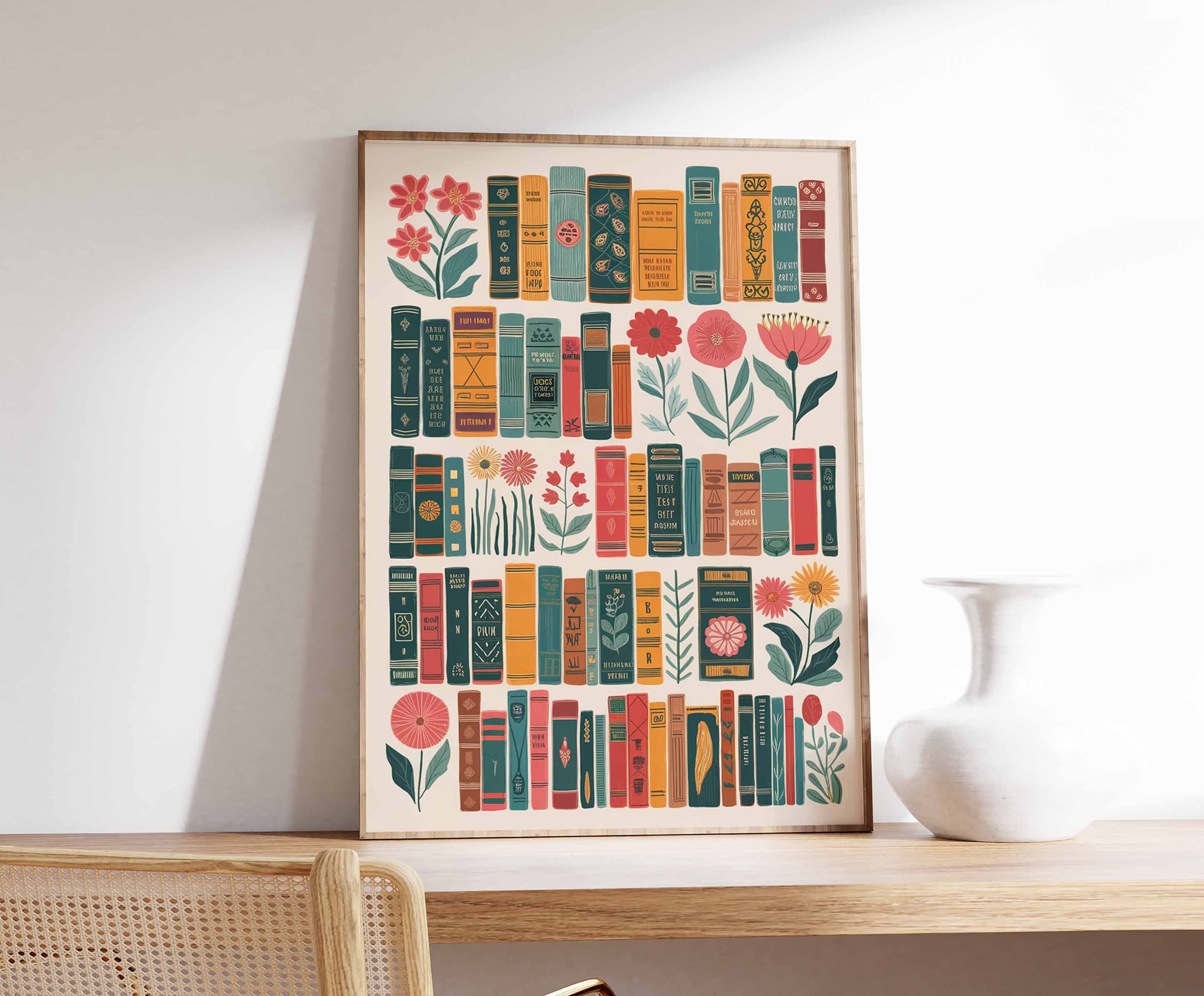 Vintage Bibliothek Poster, Buchkunst, Leseplakat, Buch-Liebhaber-Geschenk, Lesegeschenk, antike Wandkunst, Retro-Buch-Liebhaberkunst, Bibliothekskunst