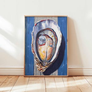 Oyster Poster, Seafood Print, Coastal Wall Art, Nautical Decor, Kitchen Food Poster, Oyster Illustration Print, Oyster Lover Gift