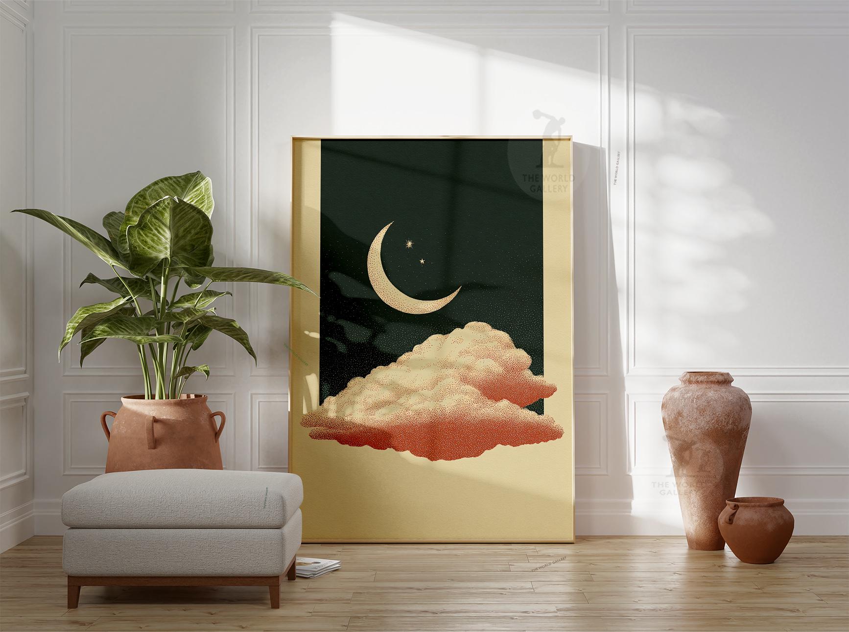 Moon Cloud Poster | Night Sky Wall Art | Celestial Nursery Print ...