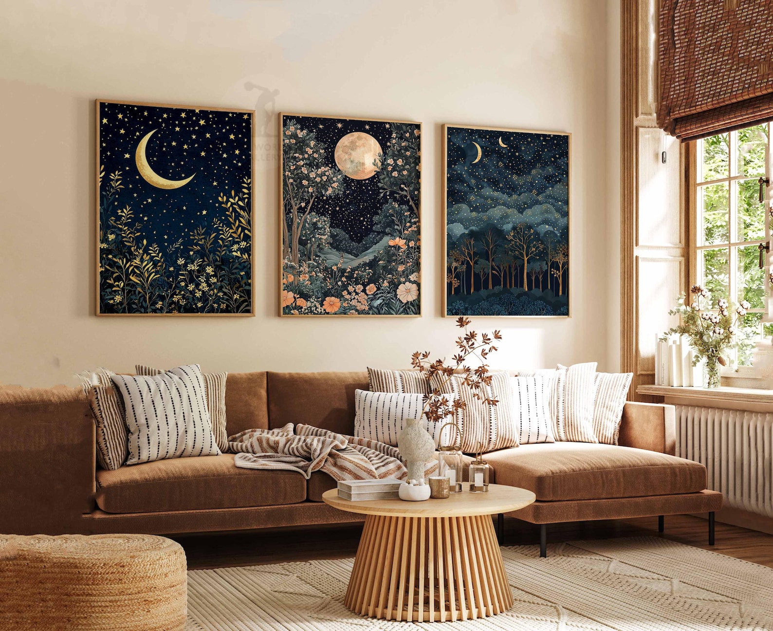 William Morris Set of 3 Posters, Gold Decor, William Morris Print, Moon ...