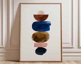 Minimalist Abstract Geometric Print, Scandinavian Boho Decor