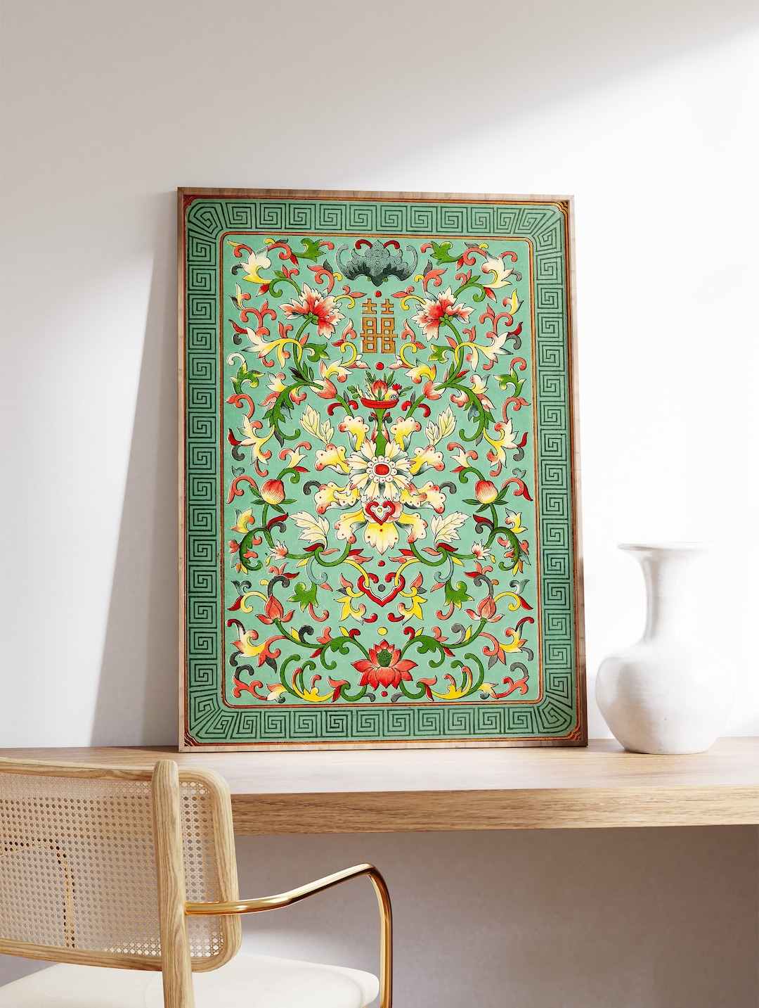 Chinese Floral Art Print Vintage Oriental Decor Etsy chinese-floral-art-print-vintage-oriental-decor-etsy