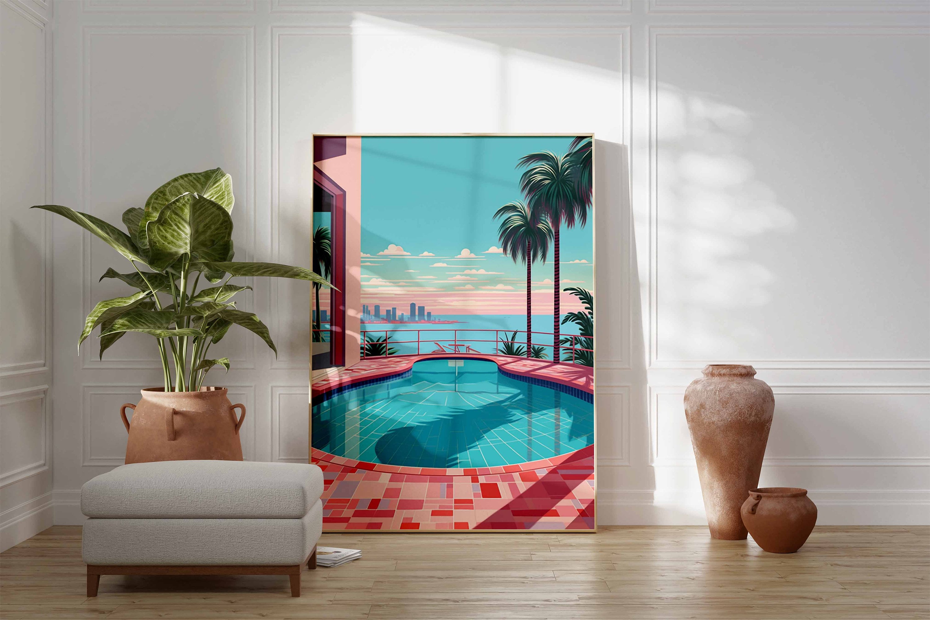 Miami Swimming Pool Print, Retro 80s Beach Pop Art Poster - Etsy