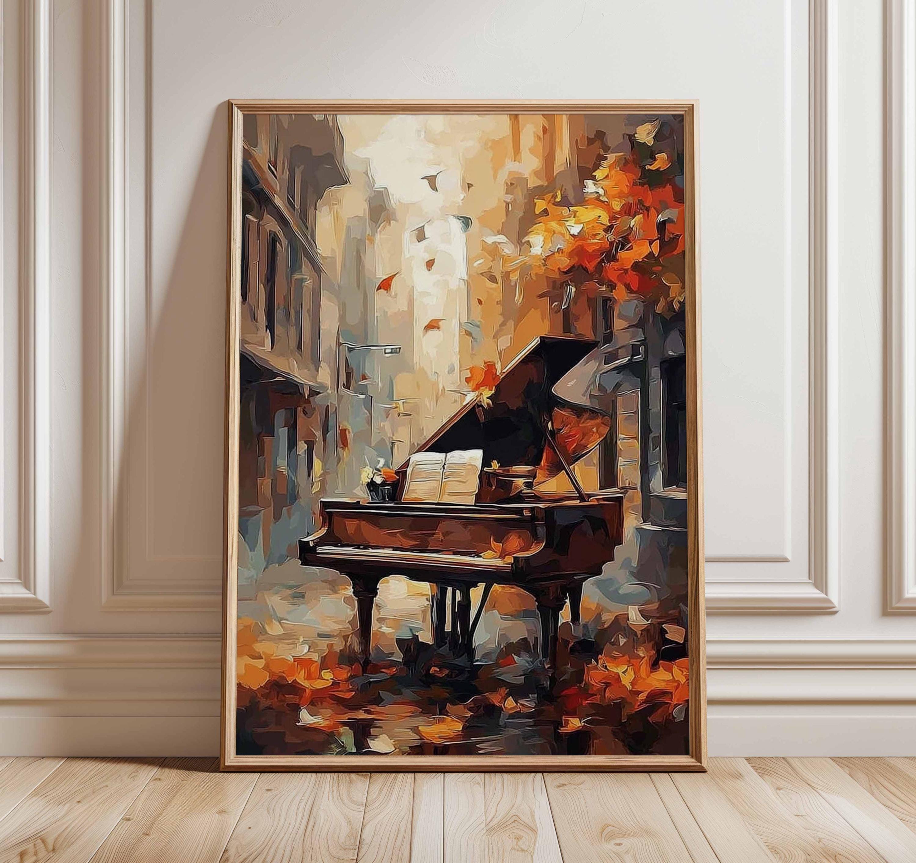 Autumn Piano Painting – Abstract City Street Music Art Print - Etsy