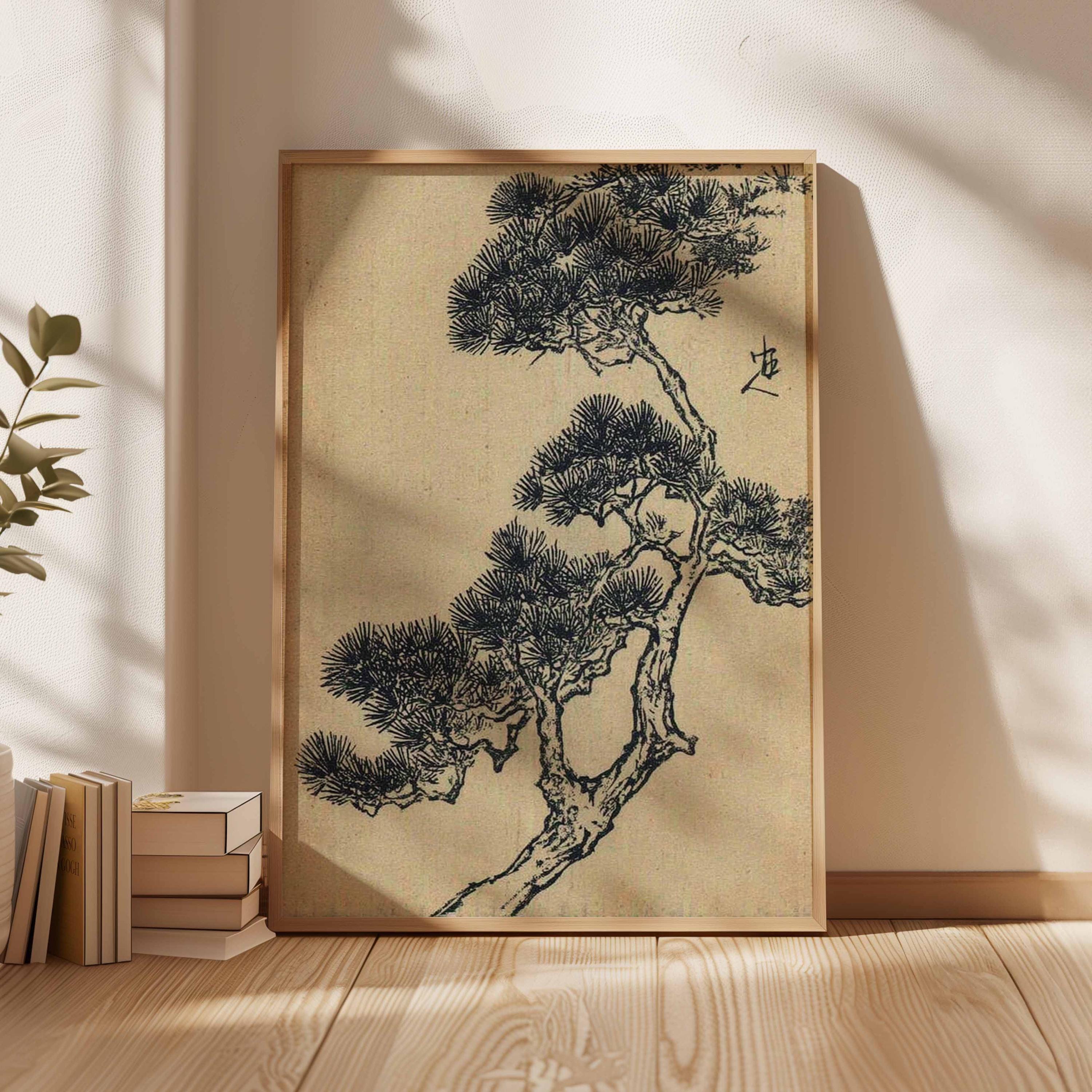 Japanese Ink Tree Art Print | Zen Minimalist Wall Art | Asian