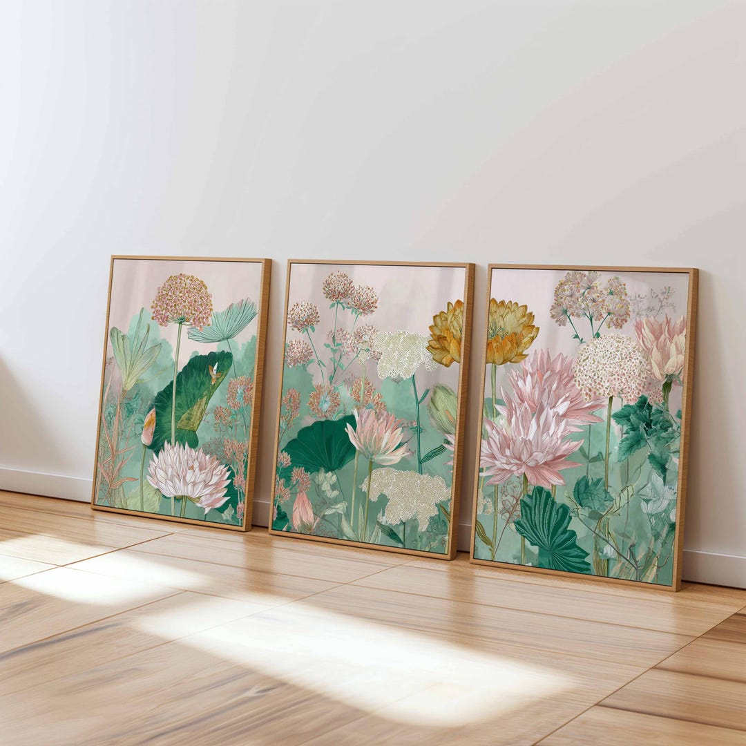Botanical Wall Art Print Set, Modern Floral Home Decor - Etsy