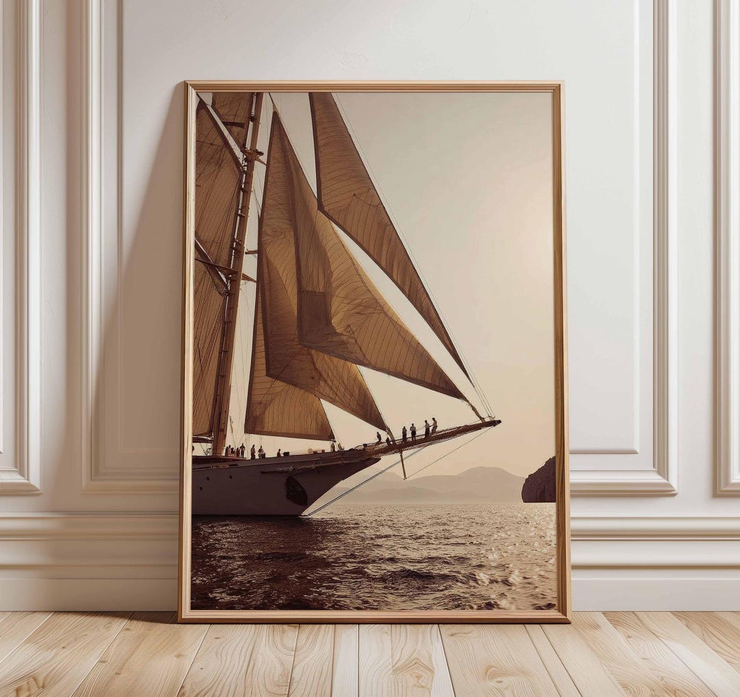 Vintage Sailing Ship Print | Sepia Nautical Maritime Wall Art - Etsy