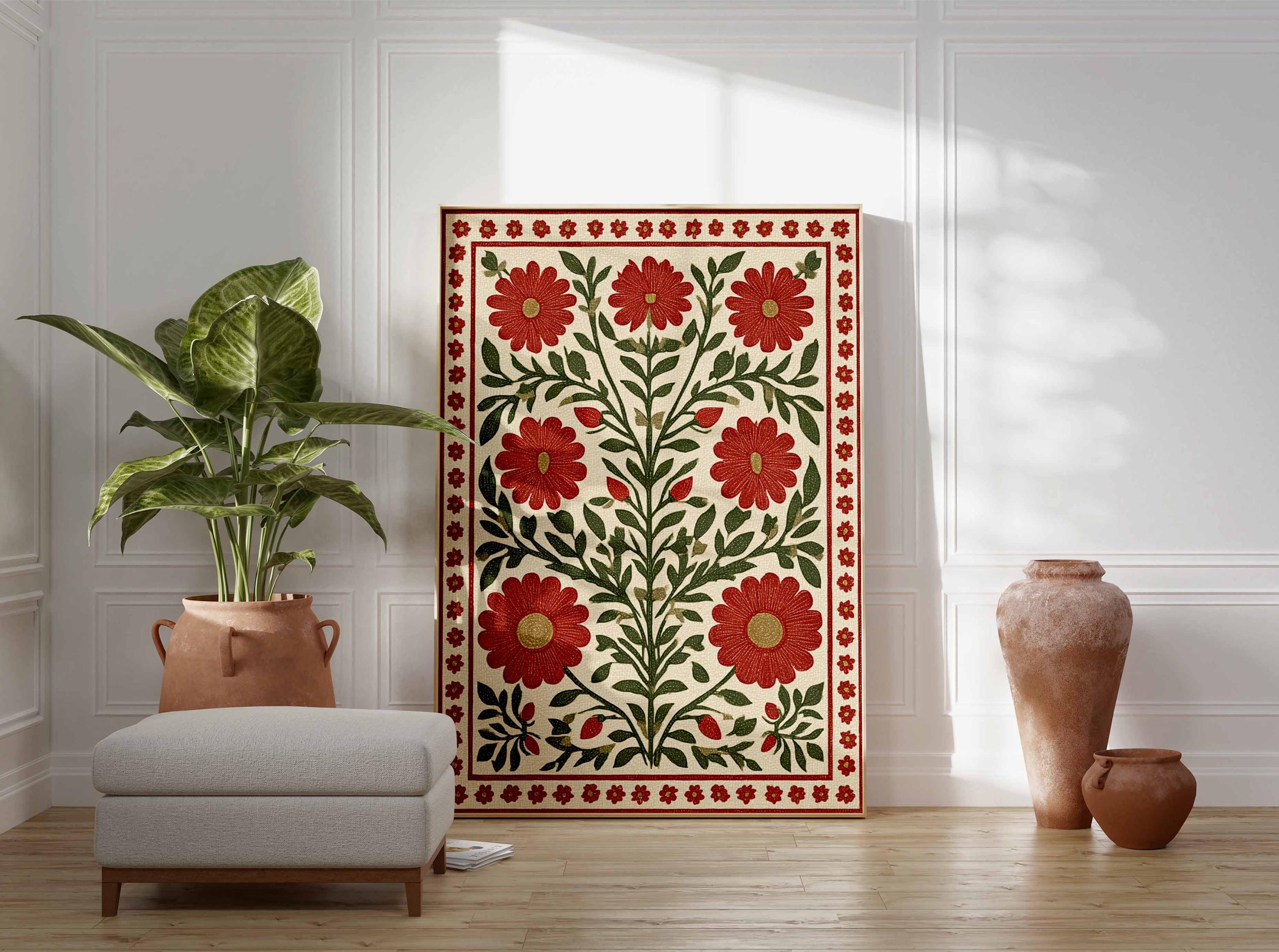 美術品・アンティーク・コレクション 漆塗り箱 花壁 Flower Wall K