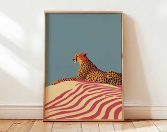 Cheetah Safari Art Print, Wildlife Animal Poster