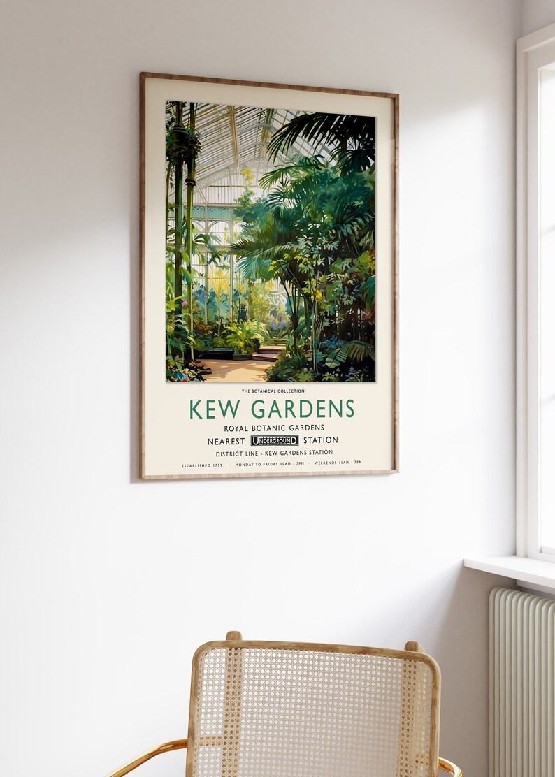 Kew Gardens Print, London Print, Botanical Gardens Print, William Morris Poster, Vintage Wall Art, Floral Art, Vintage Poster, A1/A2/A3/A4 image 2