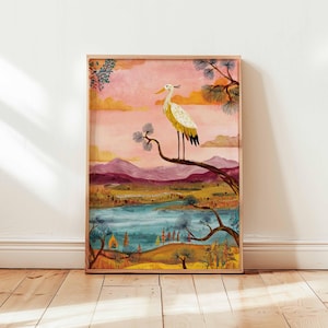 Crane Poster, Bird Wall Art, Japanese Crane Print, Minimalist Bird Poster, Nature Art Print, Animal Wall Decor, Crane Bird Gift